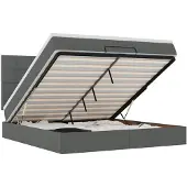 vidaXL Ottoman bed met matras en LED's 180x200cm stof donkergrijs