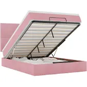 vidaXL Ottoman bed met matrassen en LED's 140x190cm fluweel roze