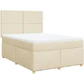 vidaXL Boxspring met matras stof crèmekleurig 160x200 cm