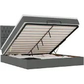 vidaXL Ottoman bed met matras en LED's 180x200cm stof donkergrijs
