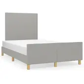 DKD Home Decor Bedframe met hoofdeinde, lichtgrijs, 120x190 cm, gestoffeerd