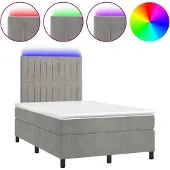 vidaXL Boxspring met matras en LED fluweel lichtgrijs 120x190 cm