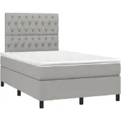 vidaXL Boxspring met matras stof lichtgrijs 120x190 cm