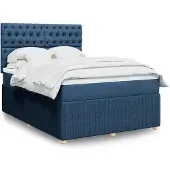 vidaXL Boxspring met matras stof blauw 160x200 cm