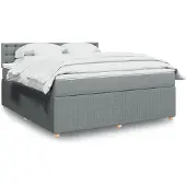 vidaXL Boxspringbed met matras, lichtgrijs, 180x200 cm, gestoffeerd