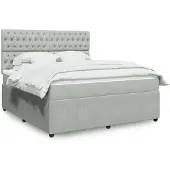 vidaXL Boxspring met matras fluweel lichtgrijs 180x200 cm