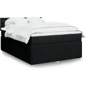 vidaXL Boxspring met matras stof zwart 140x190 cm