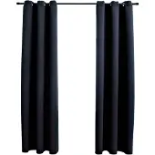 vidaXL Verduisteringsgordijnen met ringen 2 stuks zwart 97x213 cm stof