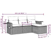 vidaXL 4-delige loungeset voor de tuin met kussens, zwart kunststofvlecht