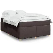 vidaXL Boxspring met matras stof donkerbruin 160x200 cm