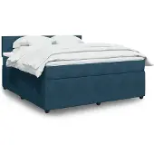 vidaXL Boxspring met matras fluweel blauw 180x200 cm