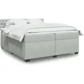 vidaXL Boxspring met matras fluweel lichtgrijs 200x200 cm