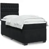 vidaXL Boxspring met matras fluweel zwart 80x200 cm