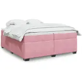 vidaXL Boxspring met matras fluweel roze 200x200 cm