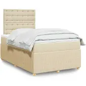 vidaXL Boxspring met matras stof crèmekleurig 120x190 cm
