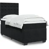 vidaXL Boxspring met matras fluweel zwart 100x200 cm