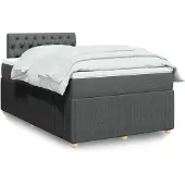 vidaXL Boxspring met matras stof donkergrijs 120x200 cm