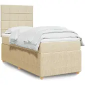 vidaXL Boxspring met matras stof crèmekleurig 80x200 cm