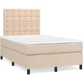 vidaXL Boxspring met matras kunstleer cappuccinokleurig 120x190 cm