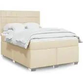 vidaXL Boxspring met matras stof crèmekleurig 140x190 cm