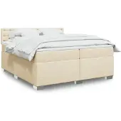 vidaXL Boxspring met matras stof crèmekleurig 200x200 cm