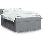 vidaXL Boxspring met matras stof lichtgrijs 160x200 cm