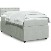 vidaXL Boxspring met matras fluweel lichtgrijs 90x200 cm
