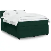 vidaXL Boxspring met matras fluweel donkergroen 160x200 cm
