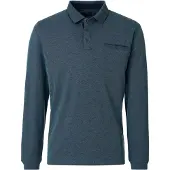 Casa Moda Regular Fit Poloshirt lange mouw turquoise, Motief