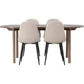 Ebuy24 Andy eethoek eettafel naturel 4 stoelen bouclé beige.