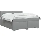 vidaXL Boxspringbed met matras en LED-verlichting, lichtgrijs, 160 x 200 cm, stof