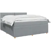 vidaXL Boxspringbed met matras, lichtgrijs, 180 x 200 cm, gestoffeerd