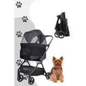 Wonderfold Bella Dierenbuggy - Inklapbaar - Grafietzwart (Draagvermogen tot 13kg)