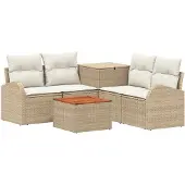 vidaXL Bankstel 6 st Beige en Crème Wit 55 x 55 x 37 cm