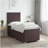 vidaXL Boxspringbed met matras Donkerbruin 90 x 200 cm Stof