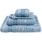 Pip studio Jasmin Jacquard Handdoek Licht blauw 55x100 cm