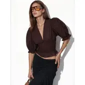 Busem Getailleerde Chiffon V-hals Blouse