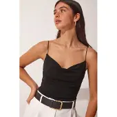 Happiness İstanbul Slim Fit Cowl Neck Mouwloze Blouse