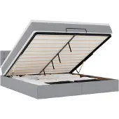 vidaXL Bed poef met matras en LED's 180x200 cm stof lichtgrijs