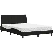 vidaXL Bed met matras "Hanko" stof zwart 140x200 cm