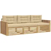 Syfax Buiten bankenset 3 pcs Wit en Beige Massief Acaciahout