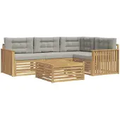 vidaXL Tuinset met 5 zitplaatsen, wit en lichtgrijs, polyester
