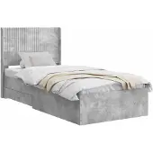 vidaXL Bedframe met opbergruimte en hoofdeinde, betonkleur, 90 x 200 cm
