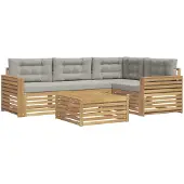 vidaXL Tuinset met 5 zitplaatsen, wit en lichtgrijs, polyester