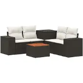 vidaXL Bankstel 6 st Zwart en Crème Wit 55 x 55 x 37 cm