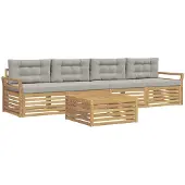 Syfax Buiten bankenset 5 pcs Wit en Lichtgrijs Massief Acaciahout