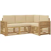 vidaXL Buiten bank set 4 st Wit en Beige Polyester