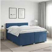 vidaXL Boxspringbed met matras met hoofdeinde Blauw 200 x 200 cm Stof