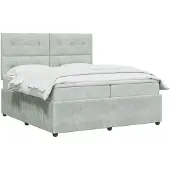vidaXL Boxspringbed met matras Lichtgrijs 200 x 200 cm Fluweel