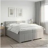 vidaXL Boxspringbed met matras, lichtgrijs, 200 x 200 cm, gestoffeerd